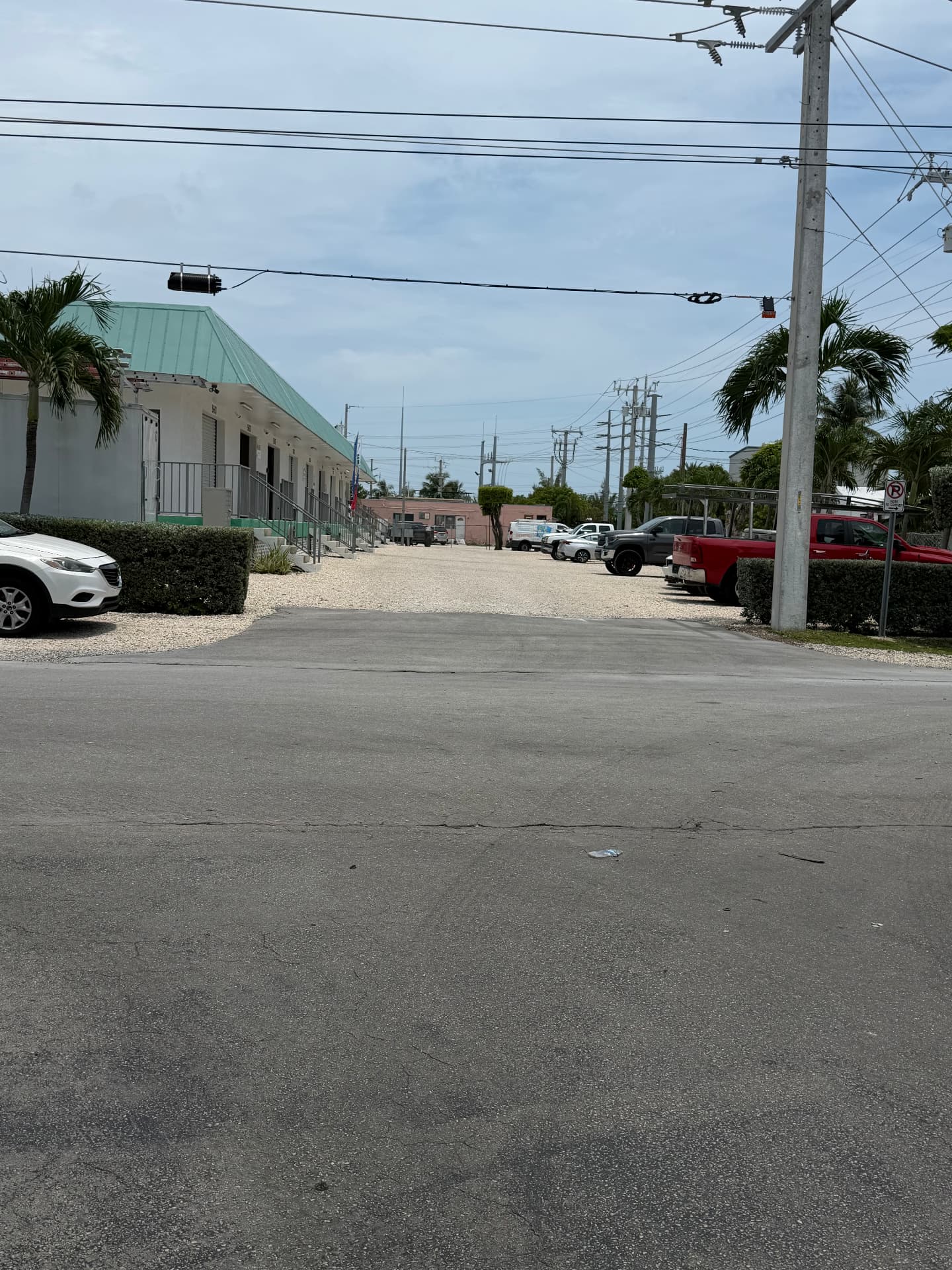 Commercial business complex grounds and parking area